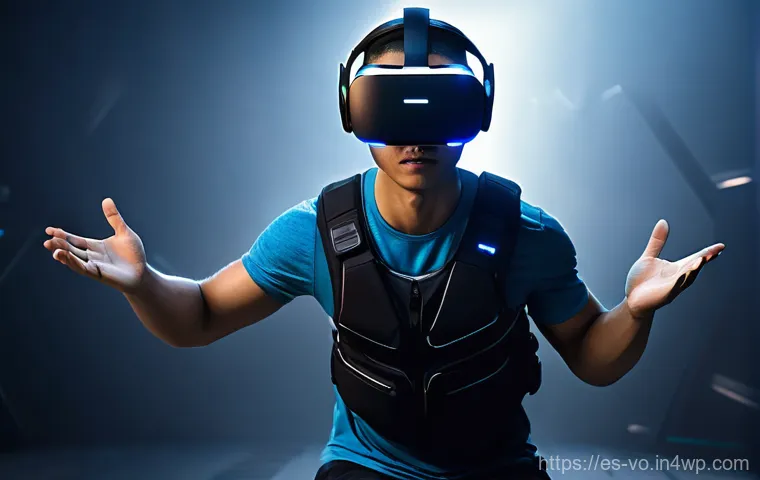 감각확장 기술이 바꾼 게임 산업 - **Immersive Haptic Controller Experience:**
    "A young male or female gamer, approximately 18-25 y...
