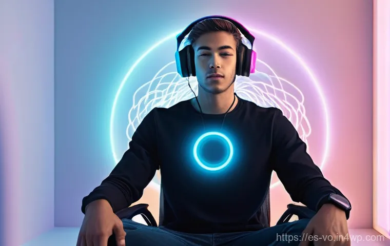감각확장 기술이 바꾼 게임 산업 - **Full Sensory Gaming with Haptic Vest and VR:**
    "A person, aged late teens to early twenties, d...