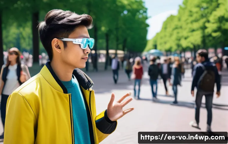 감각확장 기술을 통한 개인화된 경험 제공 - **Prompt:** "A young adult (wearing fashionable, modern street clothes, including a jacket and jeans...