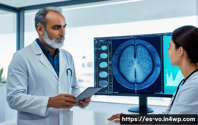 AI와 결합된 감각확장 기술의 가능성 - A futuristic medical clinic in Spain featuring advanced AI-integrated hyperspectral cameras scanning...