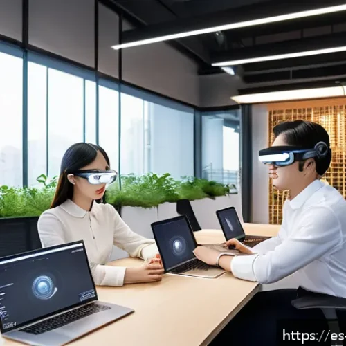 Home 32 감각확장 기술의 실용적 적용 가능성 - A futuristic office environment in Seoul with Korean professionals using advanced sensory expansion ...